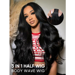 3 in 1 half wig
