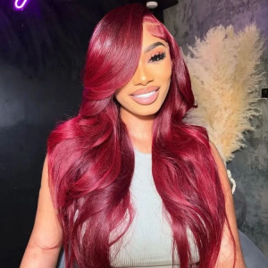 Burgundy body wave wigs