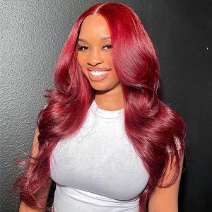 burgundy closure wigs