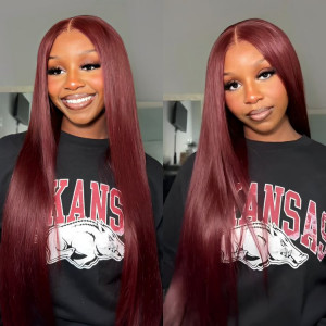 cherry cola red human hair wig