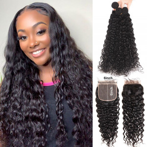 Natural Wave Bundles with 6*6 Lace Closure