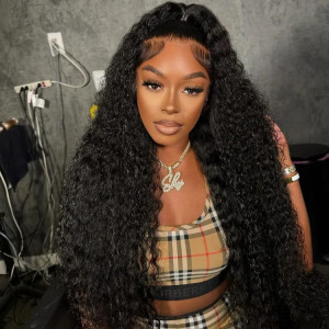 popping curly wave lace front wig