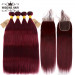 Straight Hair #99J Color 4 Bundles