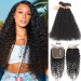 Curly Wave Hair Bundles with 6*6 Lace Closure