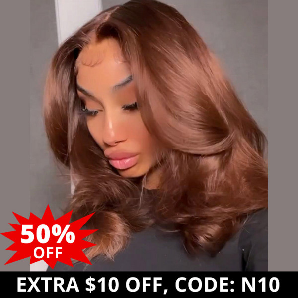 Dark Brown Lace Frontal Bob Wigs